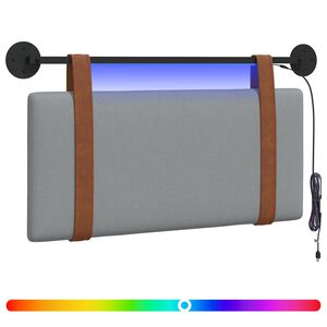 vidaXL T&ecirc;te de lit suspendue Avec lumi&egrave;re LED Gris clair PU antique