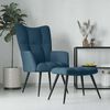 vidaXL Chaise de relaxation avec tabouret Bleu Velours