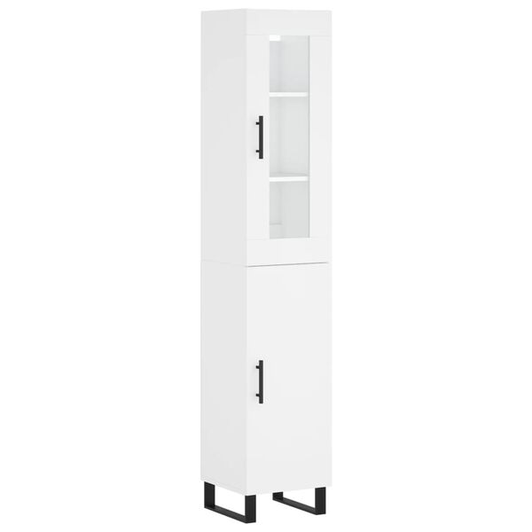 vidaXL Buffet haut Blanc 34,5x34x180 cm Bois d'ing&eacute;nierie