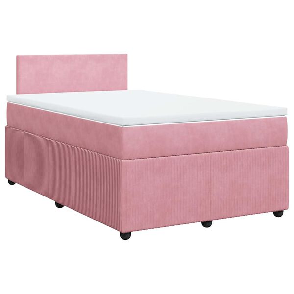 vidaXL Sommier &agrave; lattes de lit avec matelas rose 120x190 cm velours