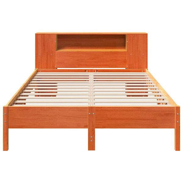 vidaXL Lit biblioth&egrave;que sans matelas cire marron 135x190 cm pin massif