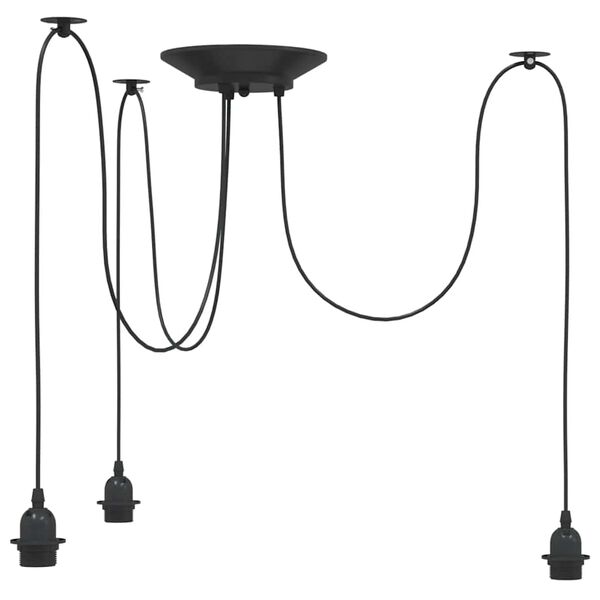 VidaXL Lampe suspendue avec 3 porte-lampes E27 noir métal