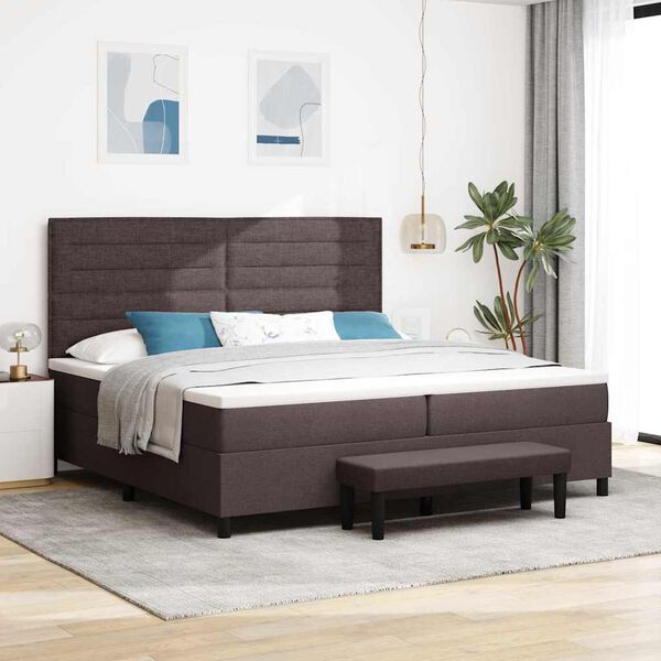 vidaXL Lit &agrave; ressorts avec matelas Marron fonc&eacute; 200 x 200 cm tissu