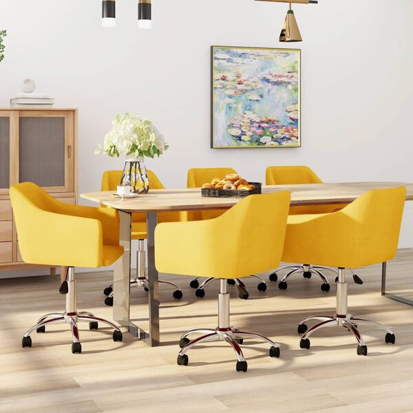vidaXL Chaises pivotantes &agrave; manger lot de 6 jaune tissu