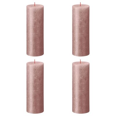 Bolsius Bougies pilier rustiques Shimmer 4 pcs 190x68 mm Rose