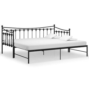 vidaXL Cadre de canap&eacute;-lit extensible sans matelas Noir M&eacute;tal 90x200cm