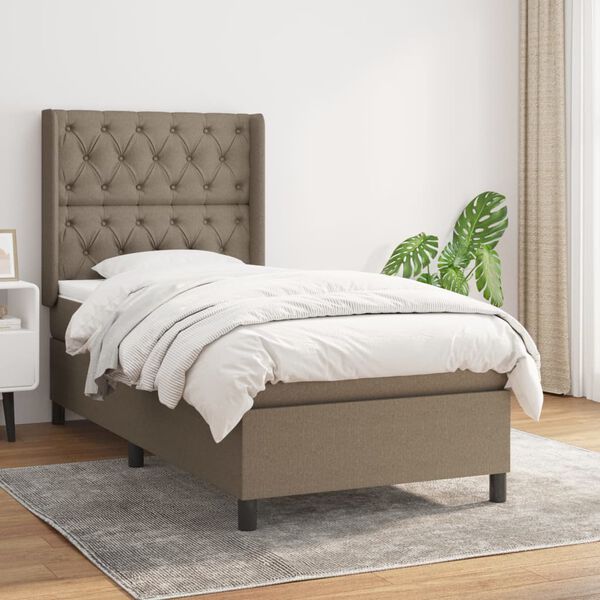 vidaXL Sommier &agrave; lattes de lit avec matelas Taupe 80x200 cm Tissu