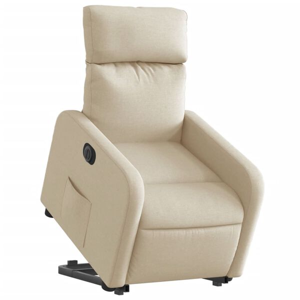 vidaXL Fauteuil inclinable &eacute;lectrique cr&egrave;me tissu