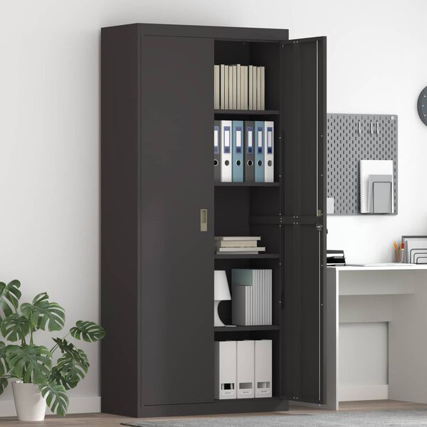 vidaXL Armoire de rangement 2 pcs Noir 90 x 40 x 200 cm Acier