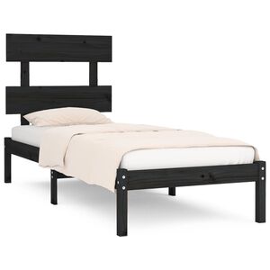 vidaXL Cadre de lit sans matelas noir 100x200 cm bois massif