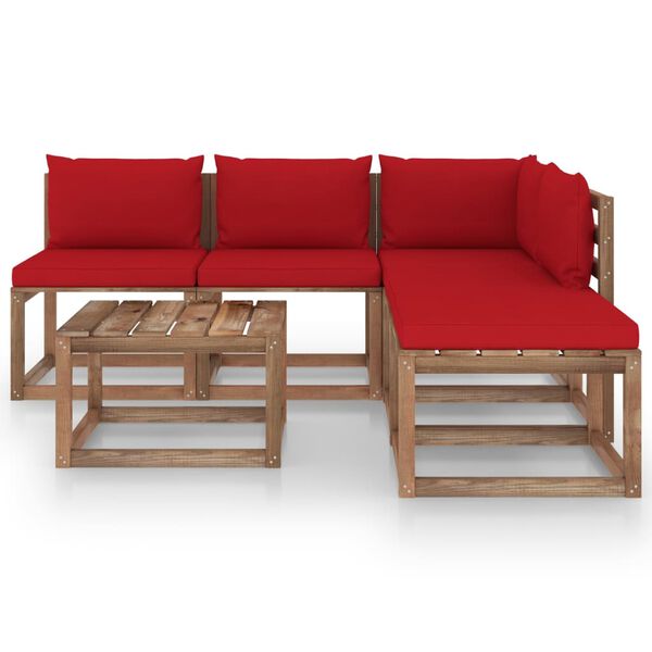 vidaXL Salon palette de jardin 6 pcs et coussins Bois de pin impr&eacute;gn&eacute;