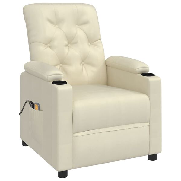 vidaXL Fauteuil de massage Cr&egrave;me Similicuir