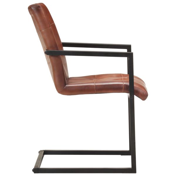 vidaXL Chaises à manger cantilever lot de 6 marron cuir véritable