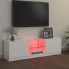 vidaXL Meuble TV avec lumi&egrave;res LED blanc brillant 120x30x36 cm