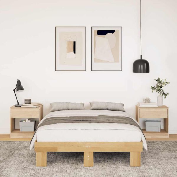 vidaXL Cadre de lit sans matelas 120x200 cm bois massif de ch&ecirc;ne