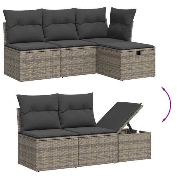vidaXL Salon de jardin 6 pcs avec coussins gris r&eacute;sine tress&eacute;e