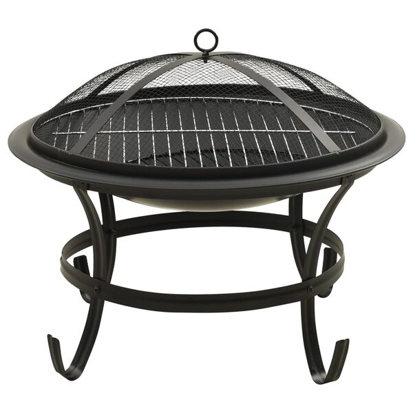 vidaXL Foyer et barbecue avec tisonnier 2 en 1 56x56x49 cm Acier