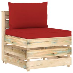 vidaXL Canap&eacute; central sectionnel avec coussins Bois impr&eacute;gn&eacute; de vert