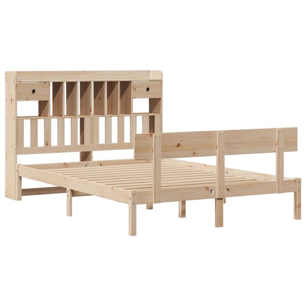 vidaXL Lit biblioth&egrave;que sans matelas 140x190 cm bois de pin massif