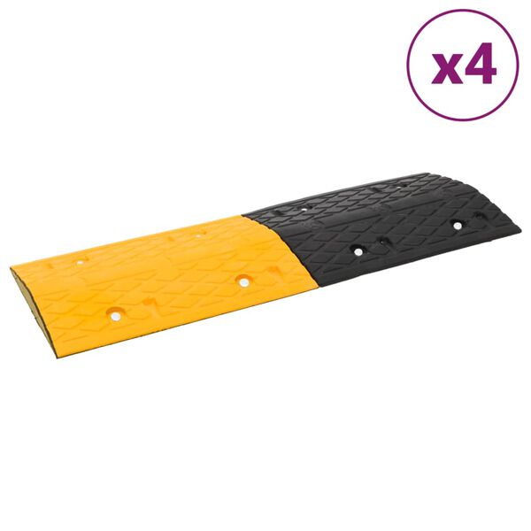 vidaXL Ralentisseurs 4 pcs Jaune et noir 97x32,5x4 cm Caoutchouc