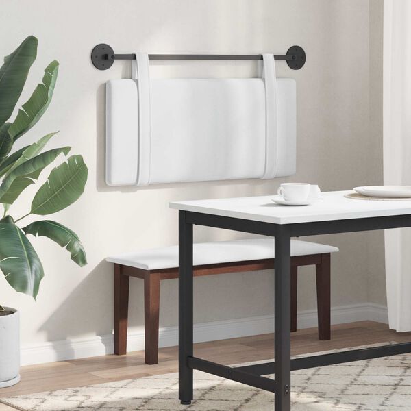 vidaXL T&ecirc;te de lit suspendue Montage mural Blanc 90 x 55 x 5 cm tissu