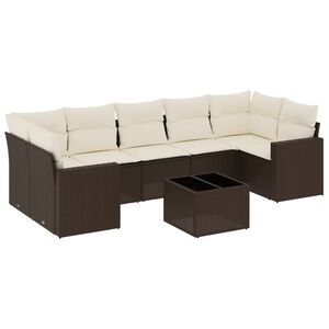 vidaXL Salon de jardin 8 pcs avec coussins marron r&eacute;sine tress&eacute;e