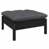 vidaXL Salon de jardin 4 pcs avec coussins Noir Bois de pin