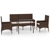 vidaXL Salon de jardin 4 pcs avec coussins Marron R&eacute;sine tress&eacute;e