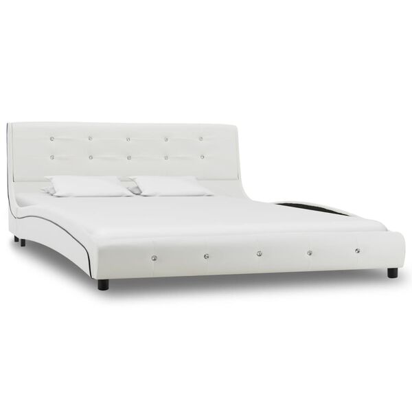 vidaXL Lit avec matelas &agrave; m&eacute;moire de forme Blanc Similicuir 140x200 cm