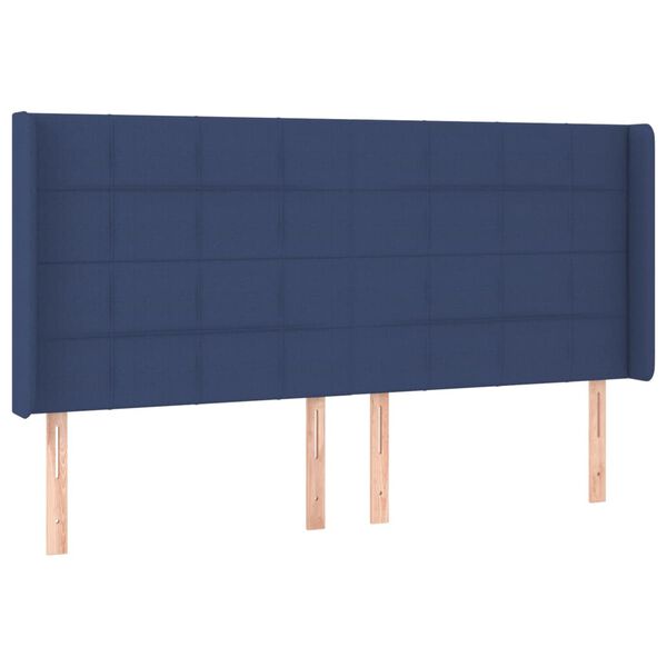 vidaXL T&ecirc;te de lit &agrave; LED Bleu 183x16x118/128 cm Tissu