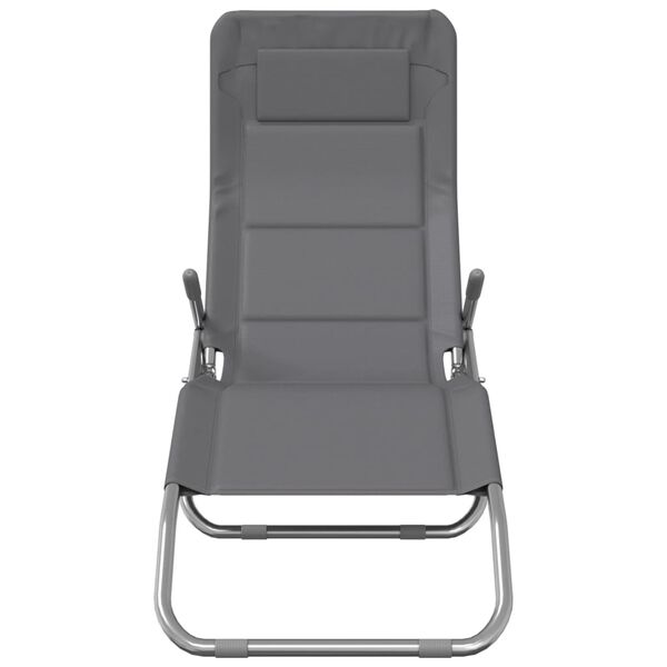 vidaXL Chaises longues pliables lot de 2 gris textil&egrave;ne et acier