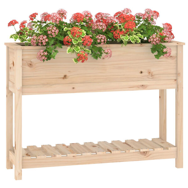 vidaXL Jardinière avec étagère 111,5x34,5x81 cm Bois massif de pin