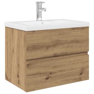 vidaXL Meuble lavabo avec bassin et robinet int&eacute;gr&eacute;s ch&ecirc;ne artisanal