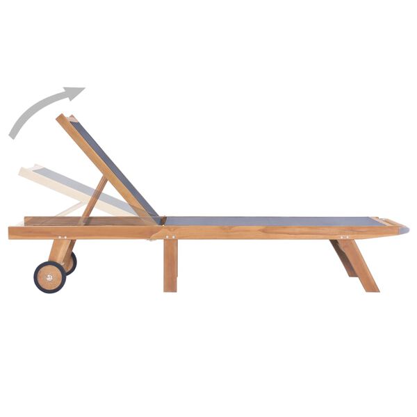 vidaXL Chaises longues pliables et roulettes lot de 2 Teck textilène