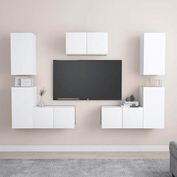vidaXL Ensemble de meubles TV 7 pcs Blanc Bois d'ing&eacute;nierie