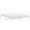 vidaXL Cadre de lit m&eacute;tal sans matelas et pied de lit blanc 135x190 cm