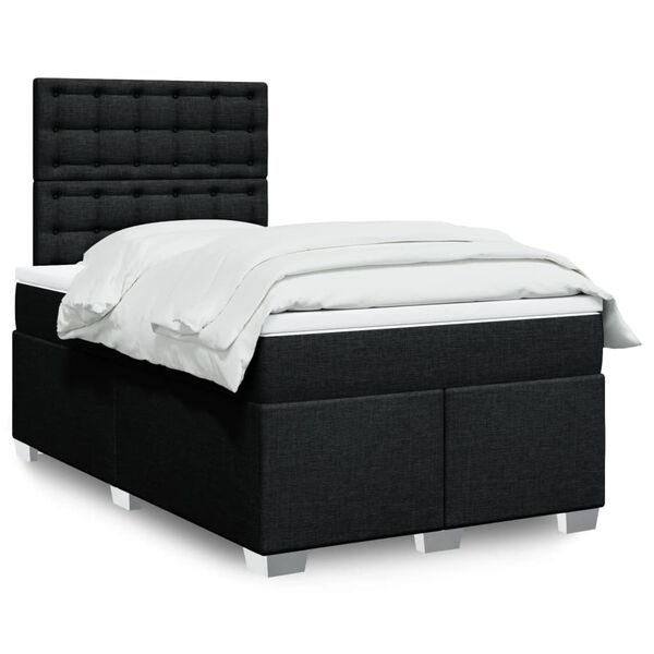 vidaXL Sommier &agrave; lattes de lit avec matelas noir 120x190 cm tissu