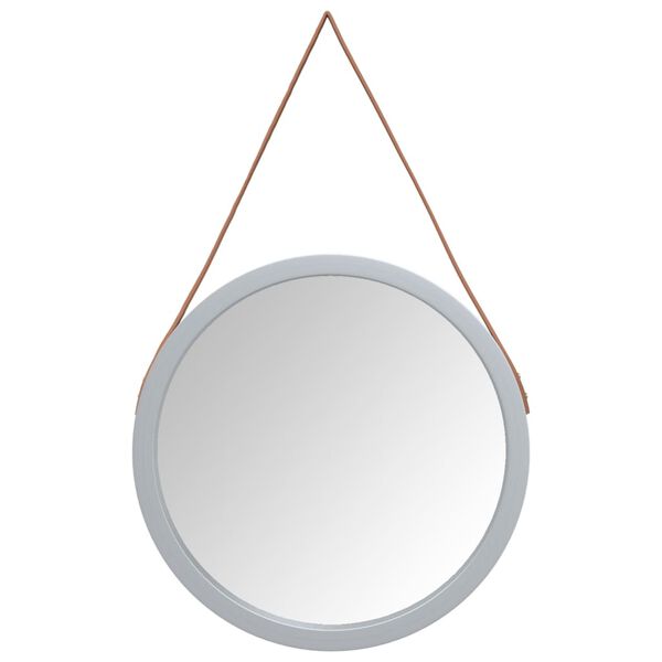 vidaXL Miroir mural avec sangle Argent&eacute; &Oslash; 55 cm