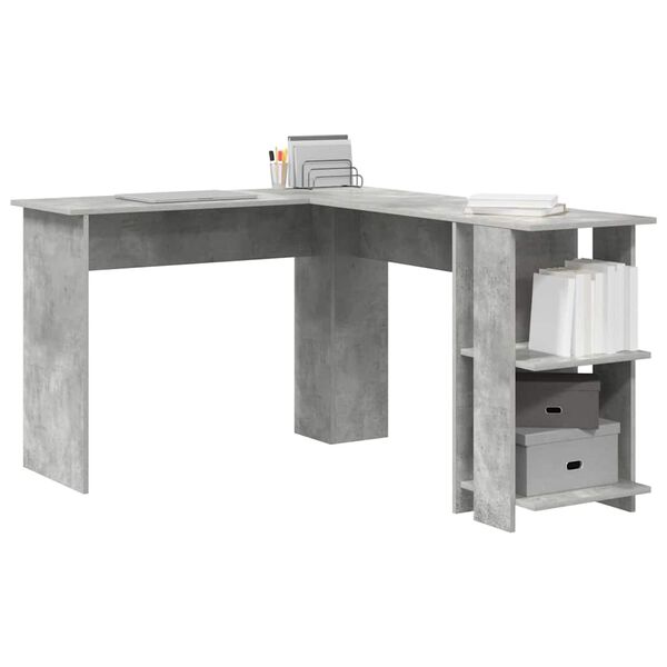 vidaXL Bureau d'angle Gris béton 140 x 113,5 x 75 cm Bois d'ingénierie