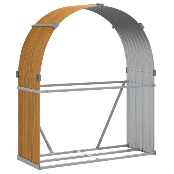 vidaXL Porte-b&ucirc;ches aspect bois 120x45x140 cm acier galvanis&eacute;
