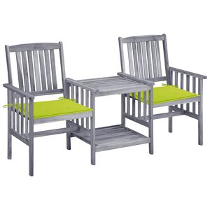 vidaXL Chaises de jardin avec table &agrave; th&eacute; et coussins Acacia solide
