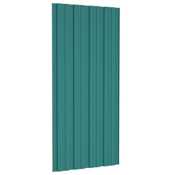 vidaXL Panneaux de toiture 12 pcs Acier galvanis&eacute; Vert 100x45 cm