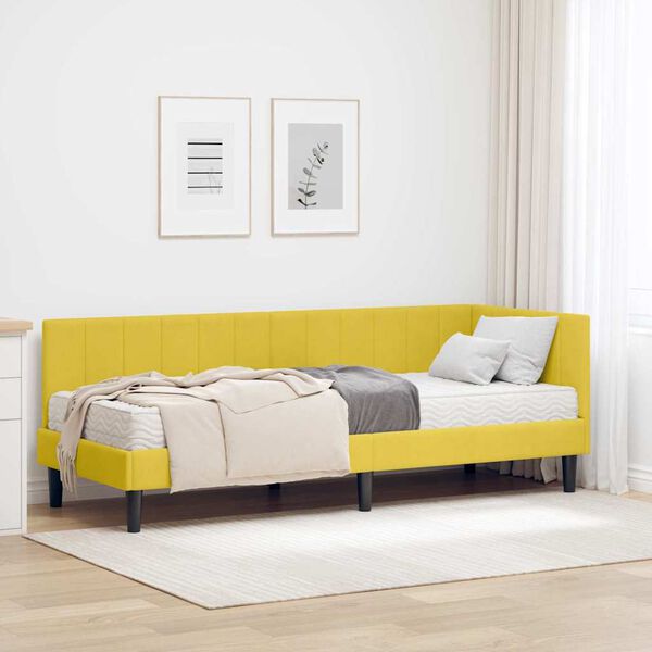 vidaXL Cadre de lit d'angle avec matelas 2 pcs Jaune Velours
