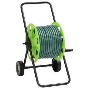 vidaXL Chariot enrouleur vert et jeu de raccords de tuyaux 1,27cm 30 m