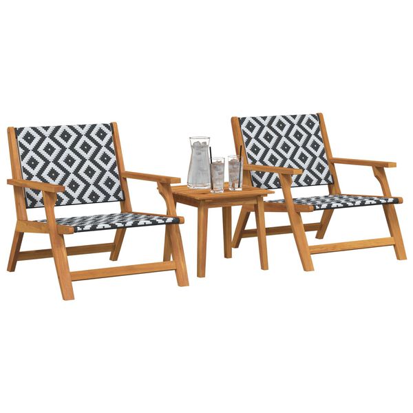 vidaXL Chaises de jardin avec table 3 pcs Noir et Blanc