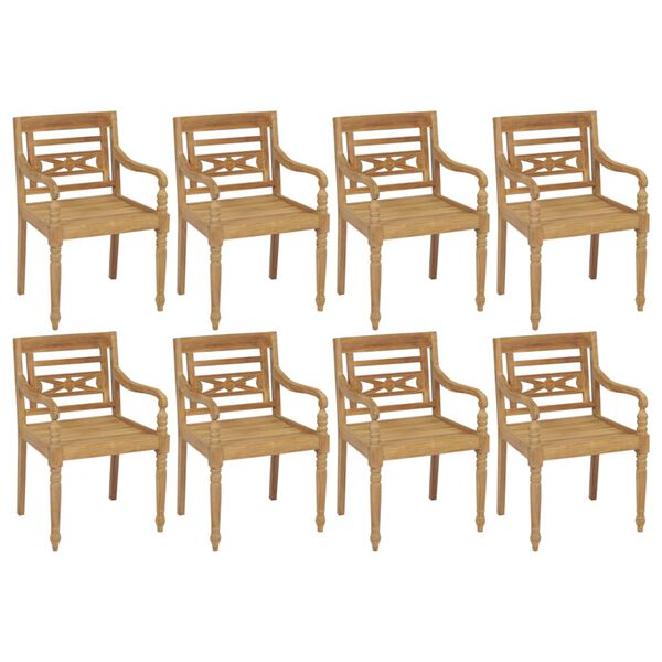 vidaXL Chaises Batavia avec coussins lot de 8 Bois de teck solide