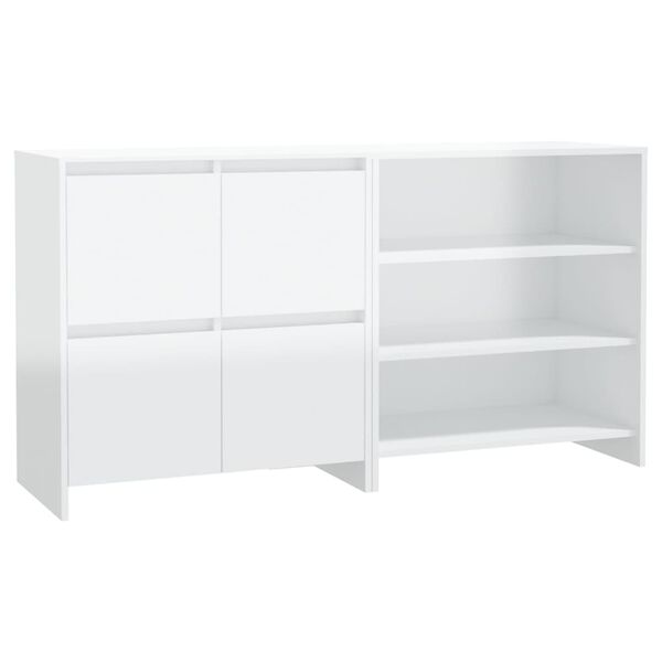 vidaXL Buffets 2 pcs Blanc brillant Bois d'ing&eacute;nierie