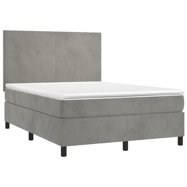 vidaXL Sommier &agrave; lattes de lit et matelas Gris clair 140x190cm Velours