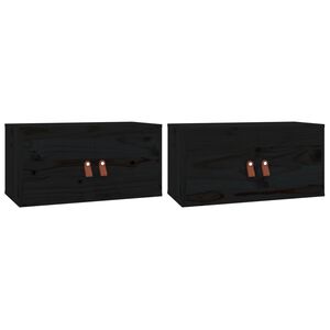 vidaXL Armoires murales 2 pcs Noir 60x30x30 cm Bois de pin massif