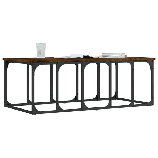 vidaXL Table basse ch&ecirc;ne fum&eacute; 100x50x35,5 cm bois d'ing&eacute;nierie